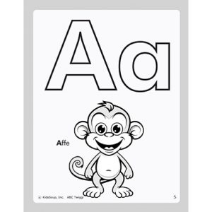 A für Affe - Buchstabe malen - Ausmalbild für Kinder