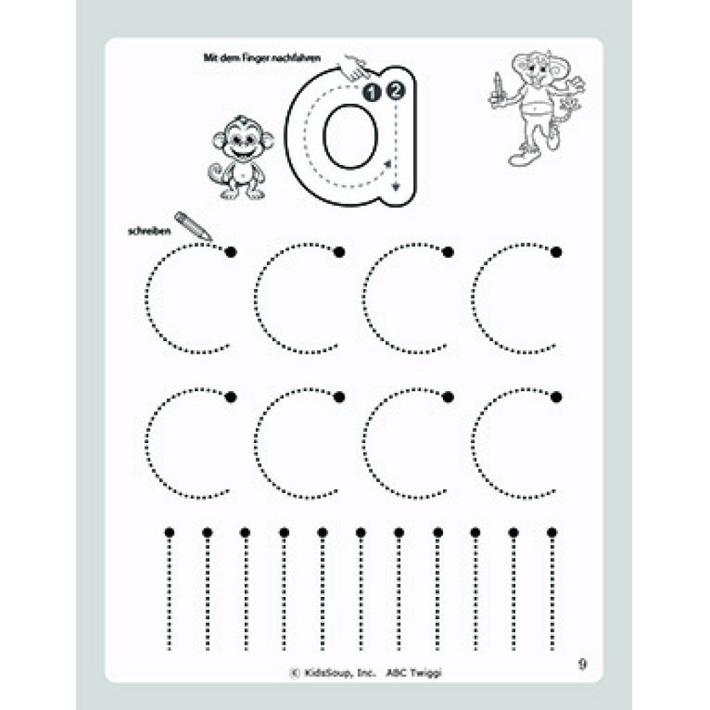  Buchstaben schreiben lernen - Übungsheft für Kinder - ABC Twiggi Illustration 